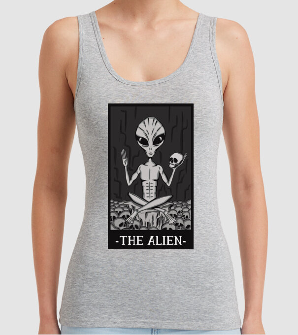 Extraterestru - Carte de tarot model gri pe tricou
