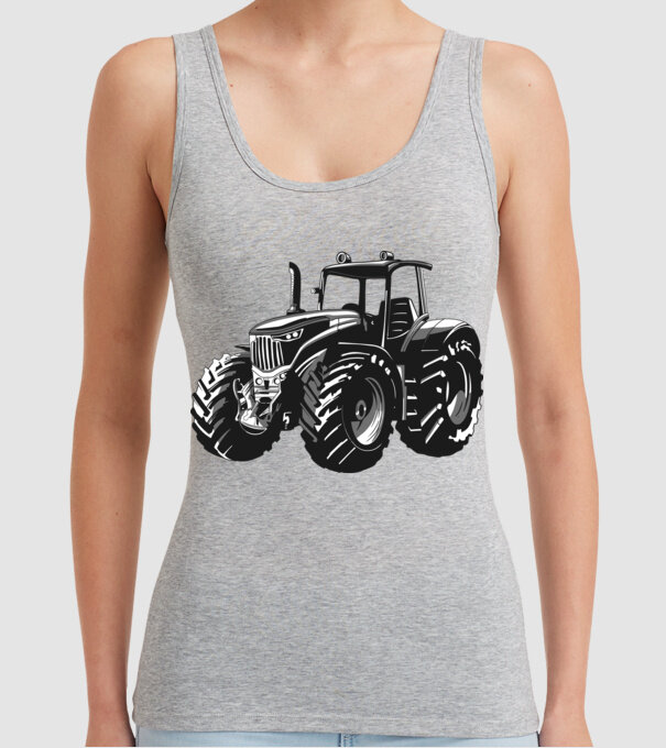 Tractor model gri pe tricou