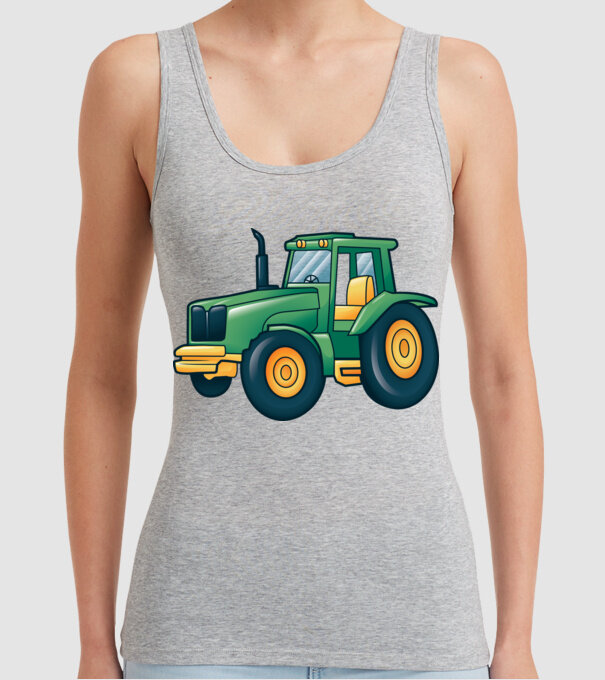 Desen Tractor model gri pe tricou
