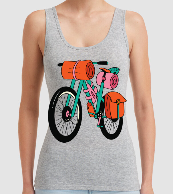 Bicicletă Drumeție model gri pe tricou