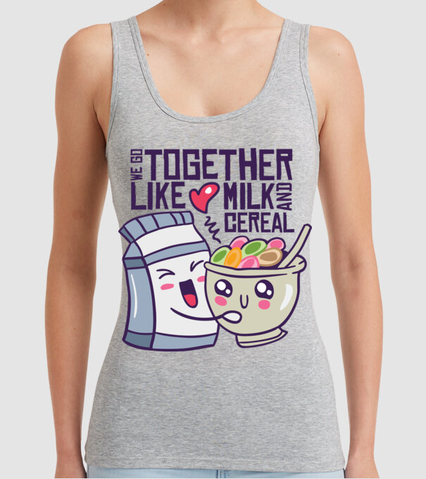 Mergem împreună ca laptele și cerealele model gri pe tricou