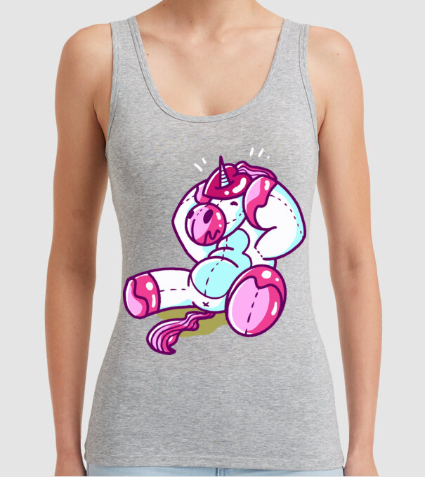 Unicorn cu inimă încornorată model gri pe tricou