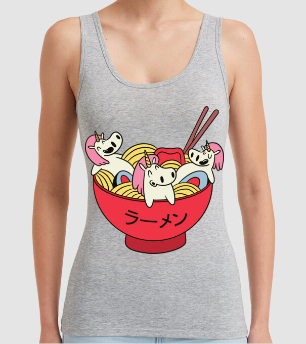 Unicorn Ramen model gri pe tricou