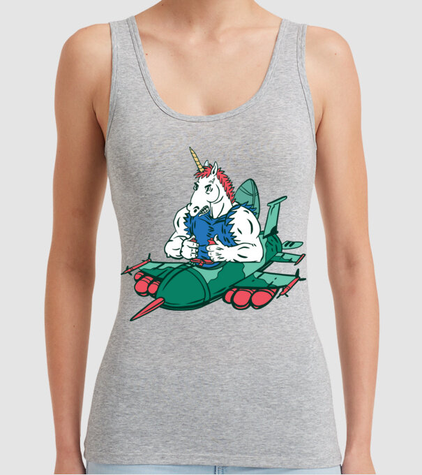 Unicorn Avion de vânătoare model gri pe tricou