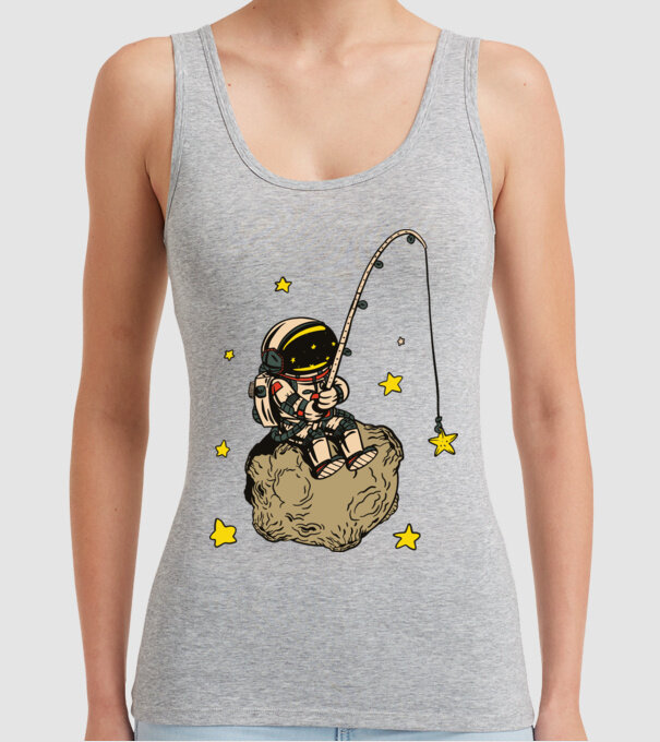 Pescar Astronaut model gri pe tricou
