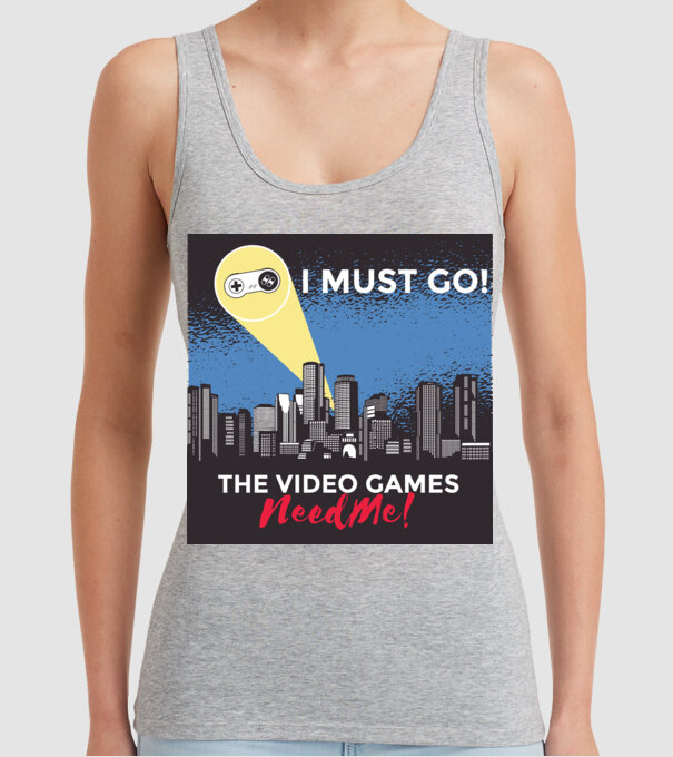 Video games need me - I must go tricou amuzant Gamer model gri pe tricou