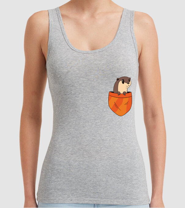 Vidra de buzunar model gri pe tricou