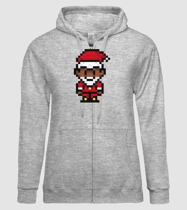 8bit pixel Moș Crăciun model gri pe tricou