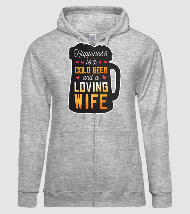 Fericirea nu este nimic altceva decât o bere rece și o soție iubitoare model gri pe tricou