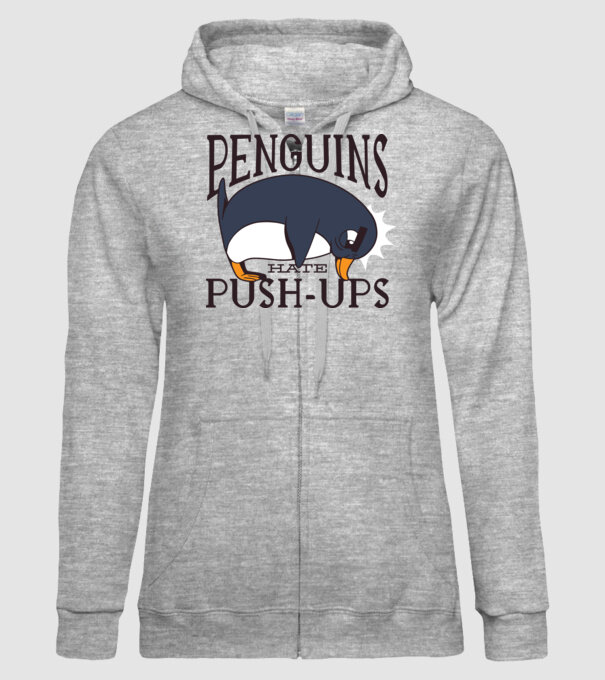 Pinguinii urăsc flotările model gri pe tricou