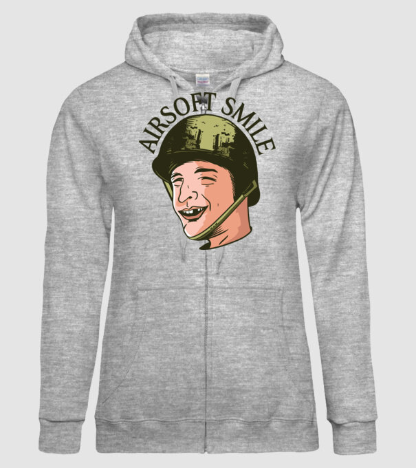 Zâmbet Airsoft model gri pe tricou