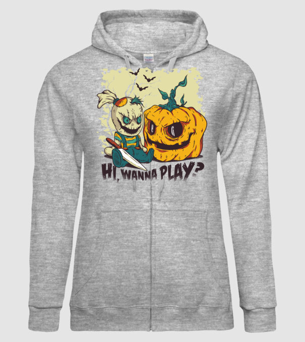 Vrei să te joci? Halloween model gri pe tricou