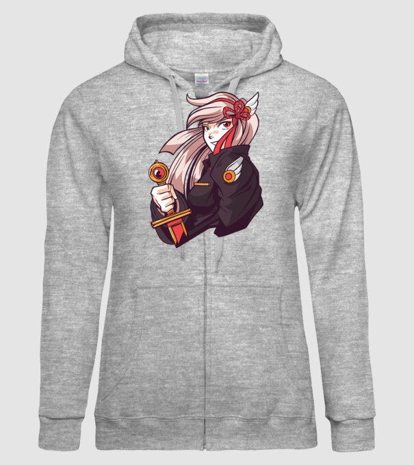 fată Anime cu sabie model gri pe tricou