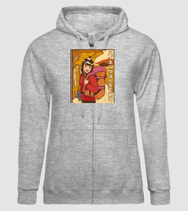 Anime fată Excursionistă model gri pe tricou