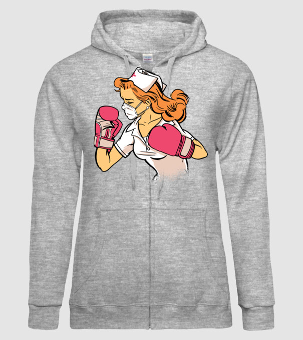 Asistentă Boxer model gri pe tricou