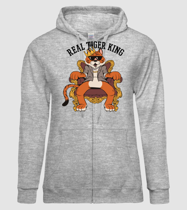 Adevăratul Rege Tigru model gri pe tricou