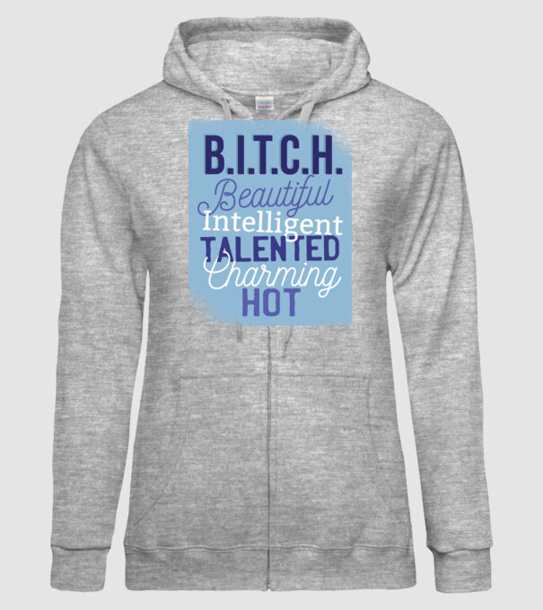 B.I.T.C.H. - Tricou cu inscripție amuzantă model gri pe tricou