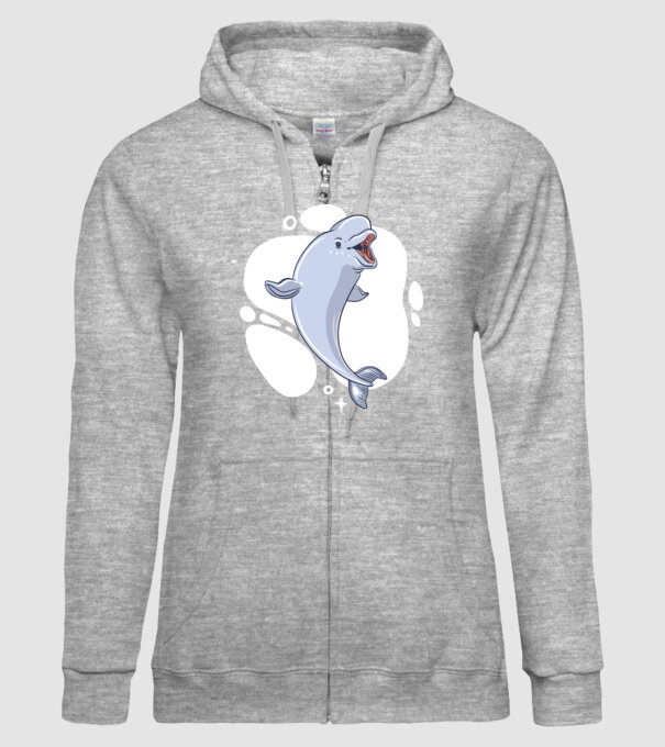 Balenă Beluga model gri pe tricou