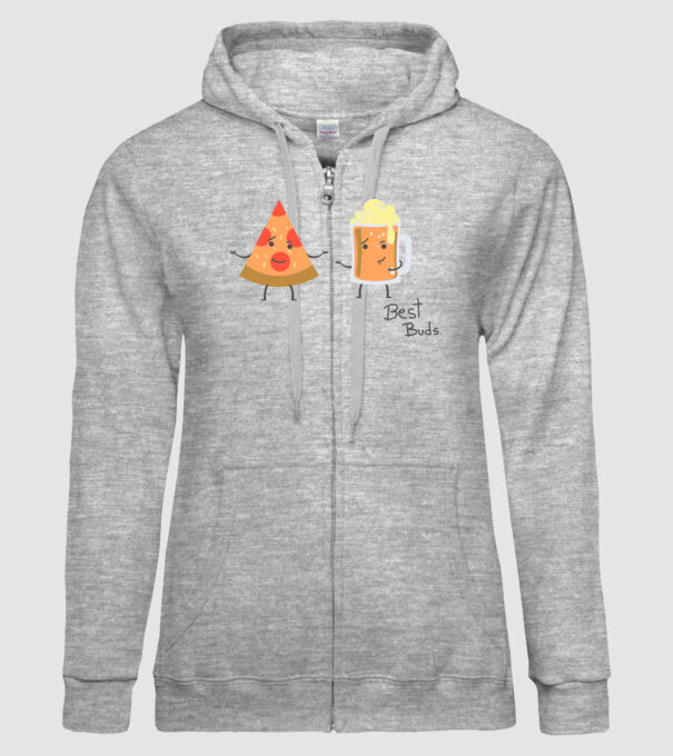 Best Buds - Pizza + Beer model gri pe tricou