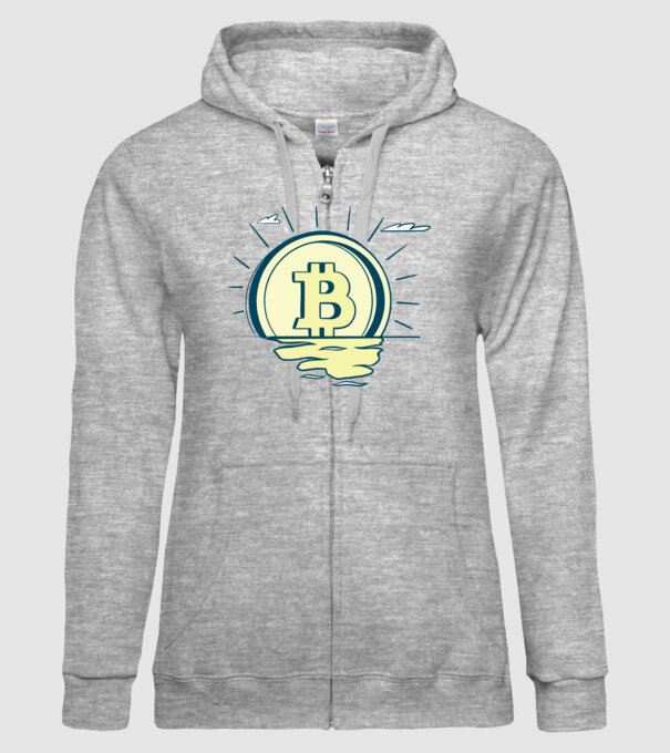 Bitcoin sunrise model gri pe tricou