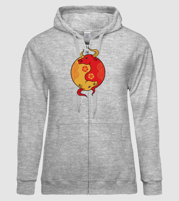 Bivol Yin Yang model gri pe tricou