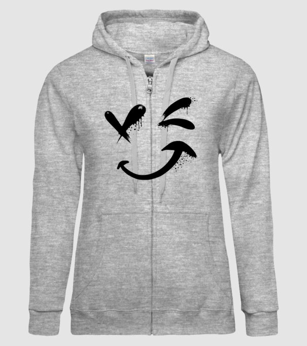 Emoji fericit Râs model gri pe tricou
