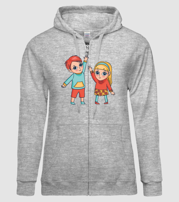 Copii fericiți model gri pe tricou