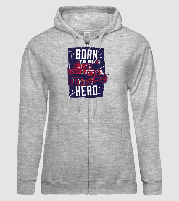 Born To be A Hero cu tanc model gri pe tricou