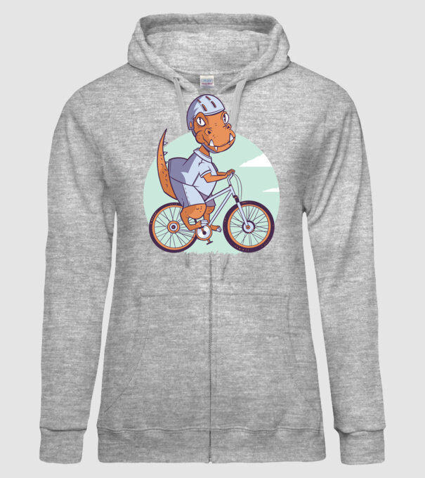Dinozaur de T-Rex cu bicicletă model gri pe tricou
