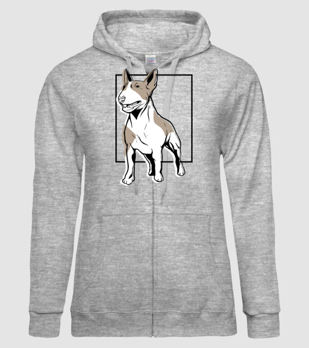 Tricou cu Câine Bull Terrier model gri pe tricou