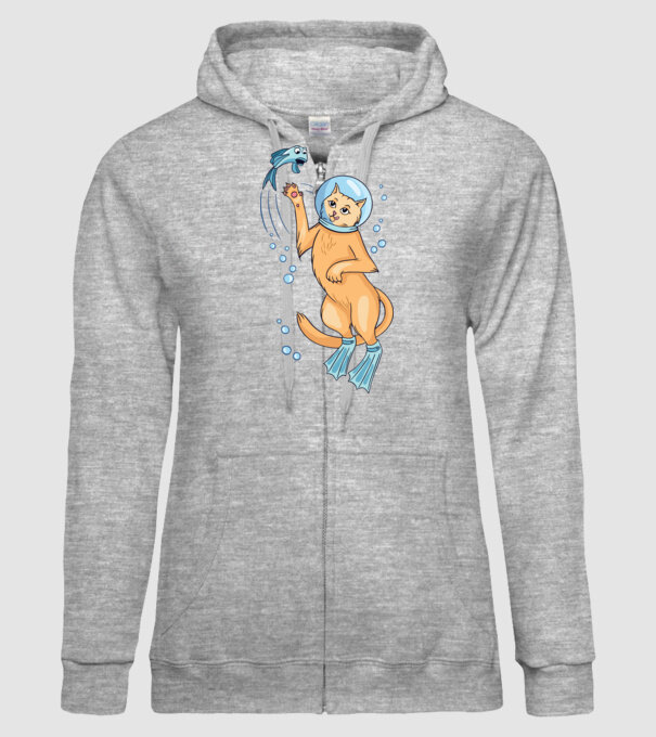 Pisică Scafandru model gri pe tricou