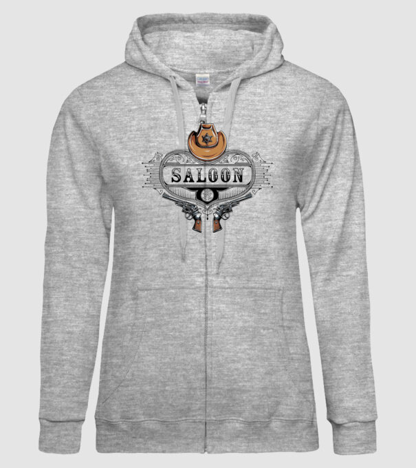 Cowboy saloon western model gri pe tricou