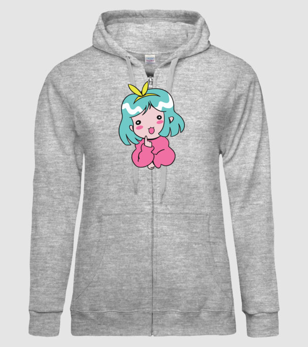 Fetiță drăguță Anime model gri pe tricou