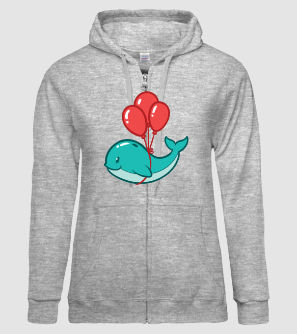 Balenă Drăguță cu Balon model gri pe tricou
