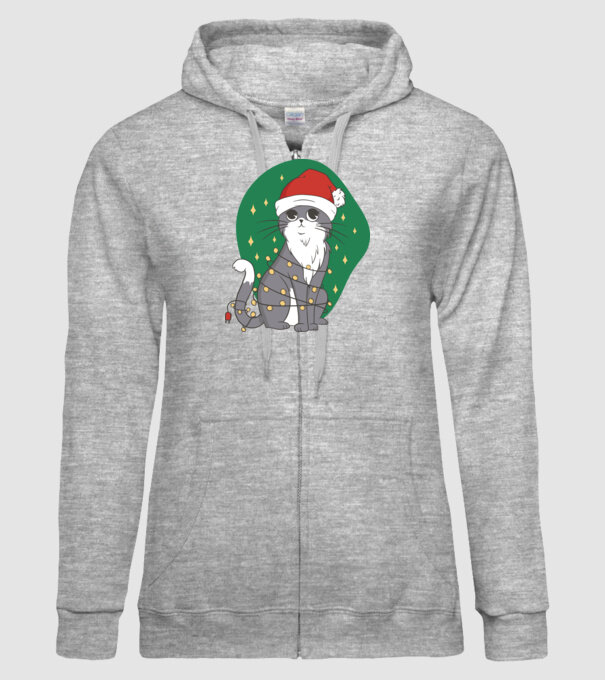 Pisică drăguță de Crăciun model gri pe tricou