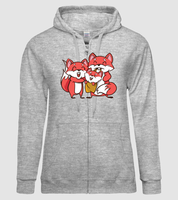 Familie Vulpe drăguță model gri pe tricou