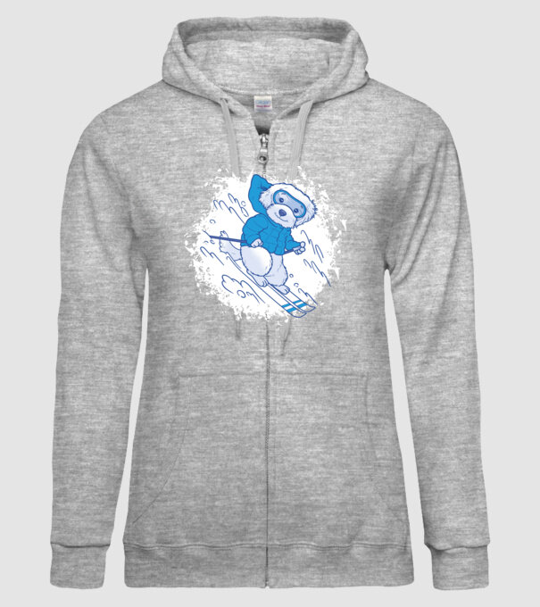 Câine drăguț schiind model gri pe tricou