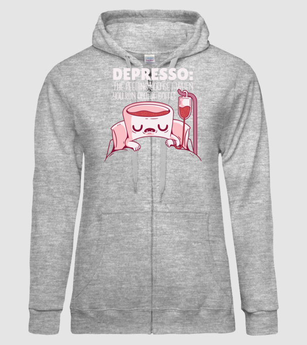 Depresso - Sentimentul când rămâi fără cafea model gri pe tricou