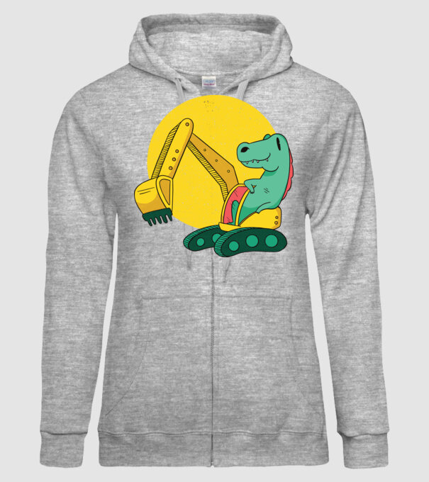 Excavator dinozaur model gri pe tricou