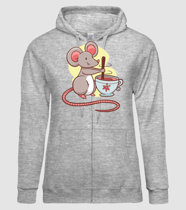 Șoarece cu ceai model gri pe tricou