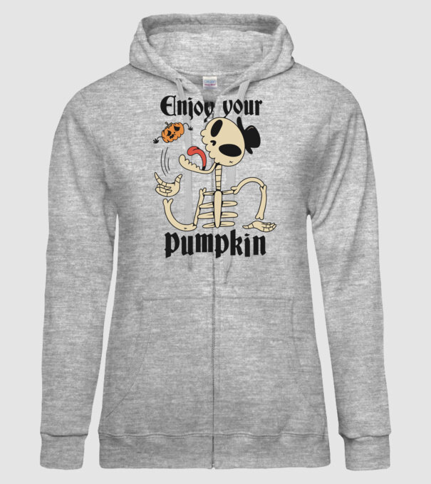 Enjoy your pumpkin Skeleton model gri pe tricou