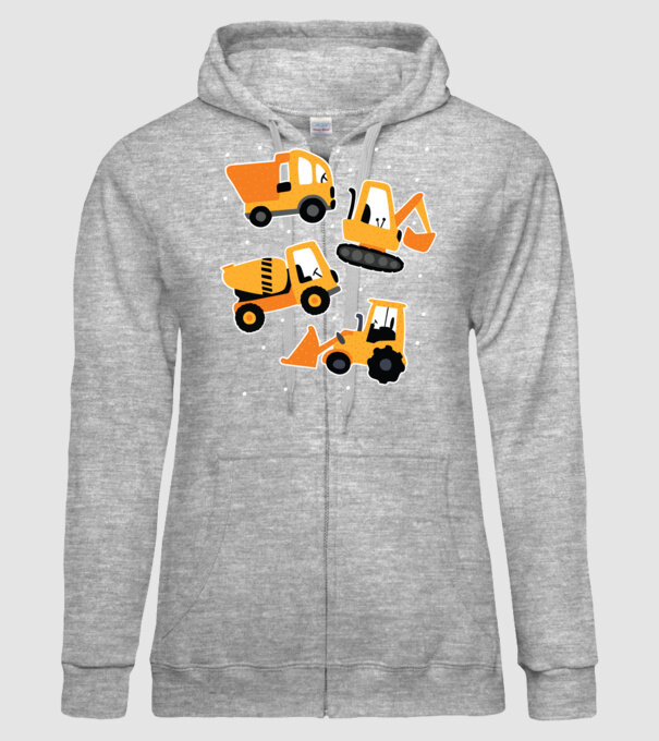 Vehicule de construcții model gri pe tricou