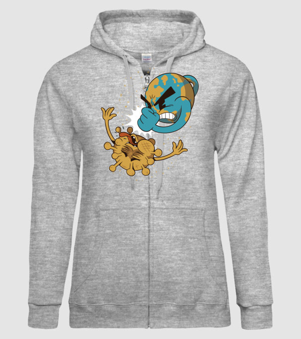 Pământ vs Coronavirus model gri pe tricou