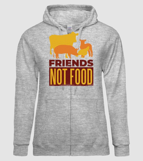 Friends not Food Vegán model gri pe tricou