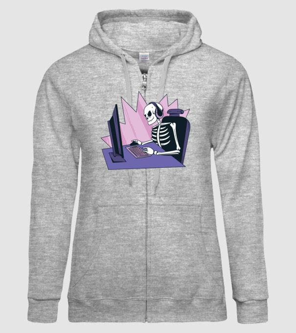 Schelet Gamer model gri pe tricou