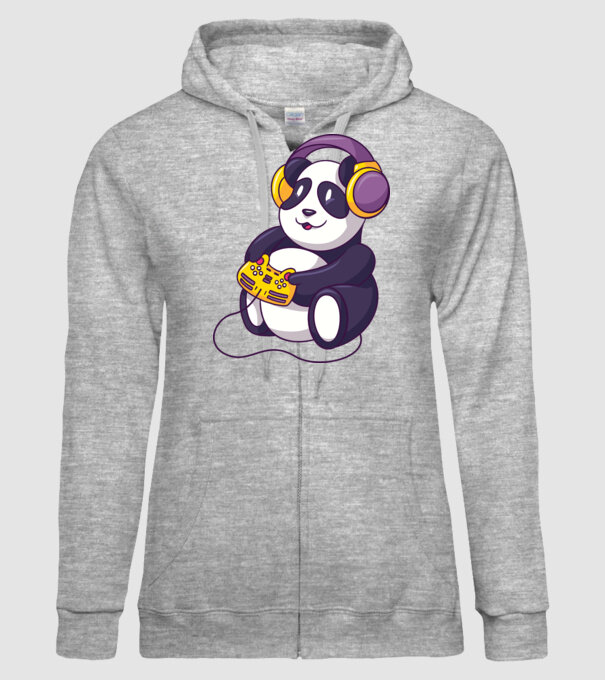 Gamer Panda model gri pe tricou