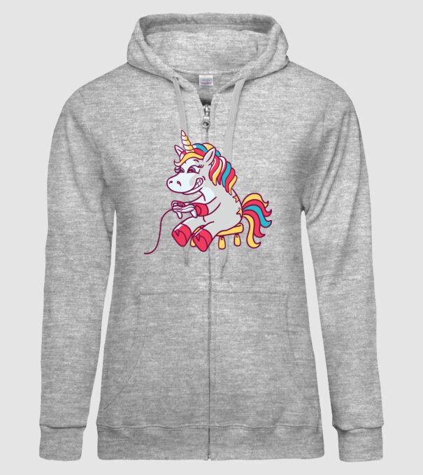 Gamer Unicorn model gri pe tricou