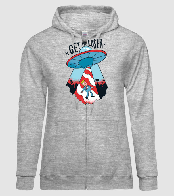 Get in Loser Trump model gri pe tricou