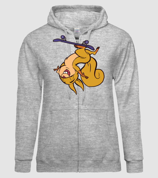 Veveriță Skateboarder model gri pe tricou