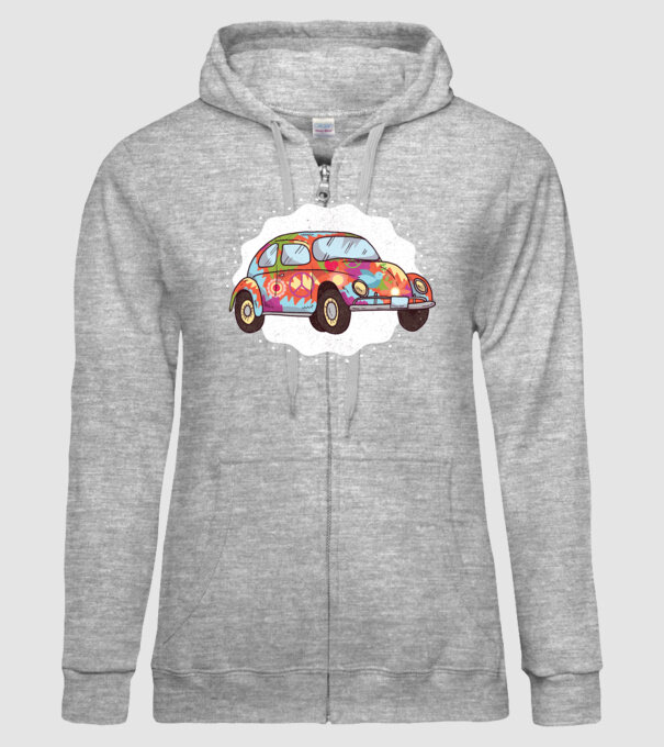 Hippy Beetle Volkswagen model gri pe tricou